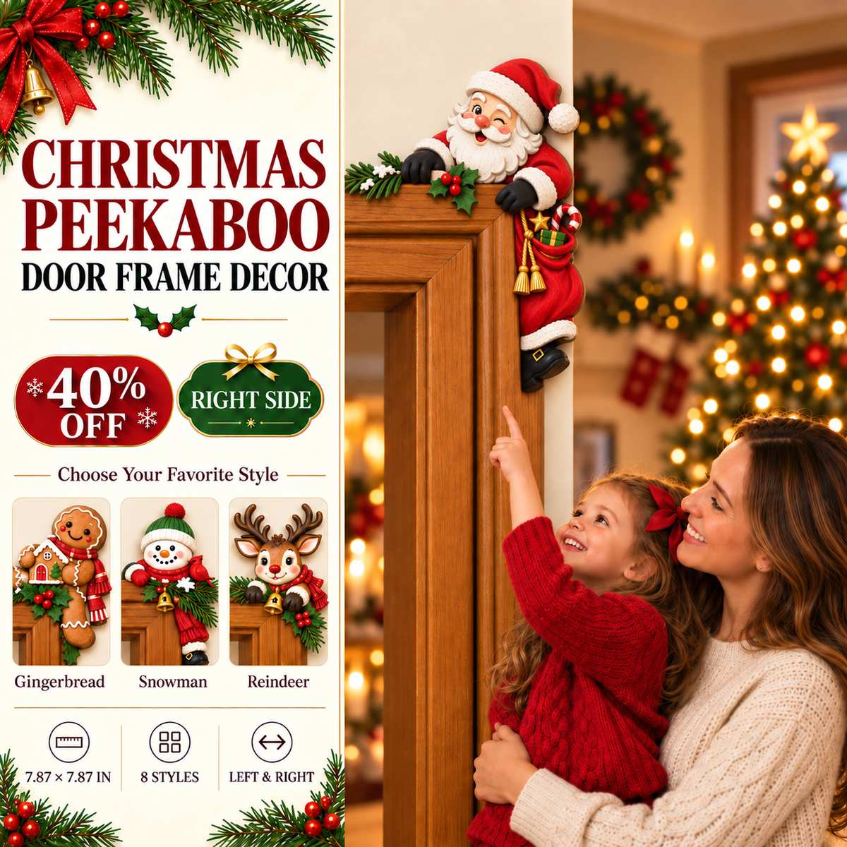 Christmas decorations for the corner of the door frame