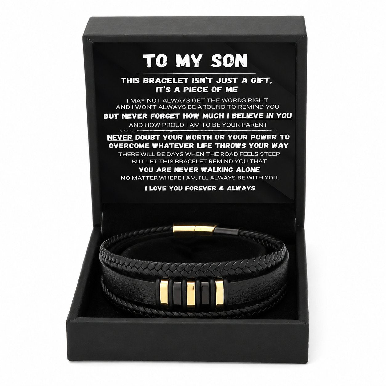š¤To my son ā A set of braided bracelets saying āNever walk aloneā