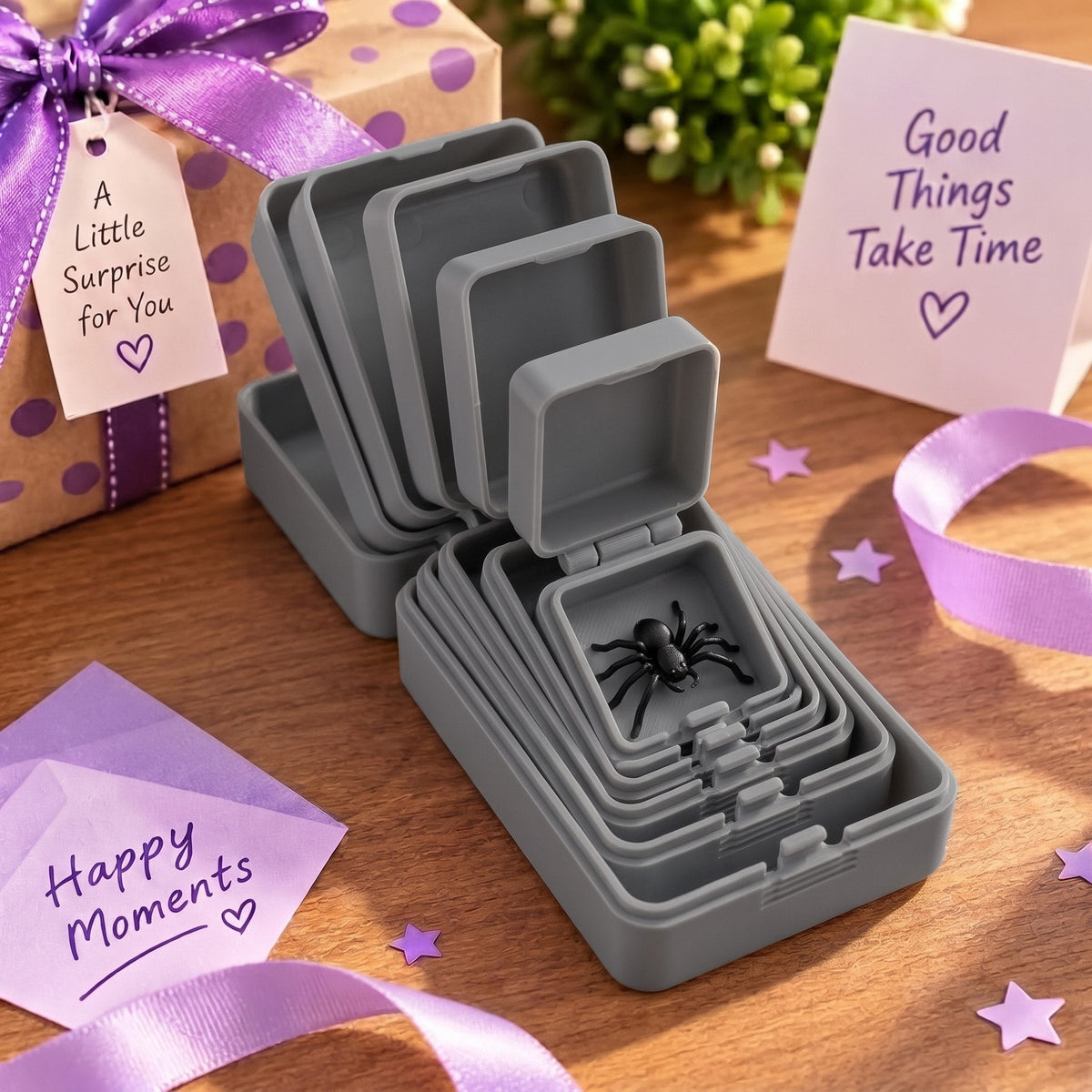 🎁 6-layer prank and surprise gift box | Choose your surprise: Middle finger, spider, or the number 67