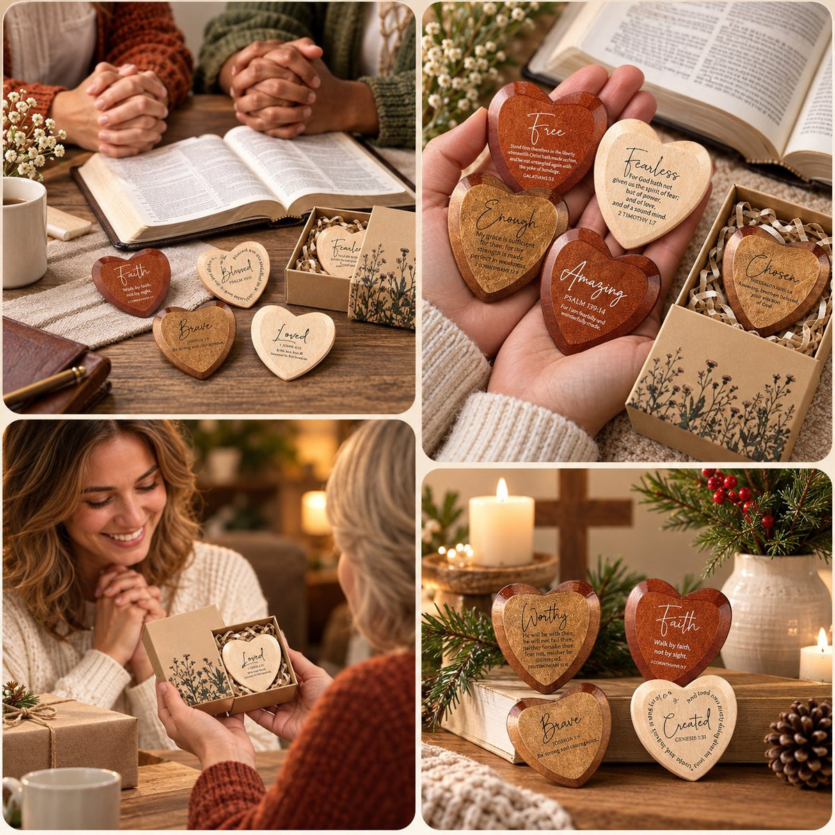 ✝️🎁Christian gift set with heart-shaped pocket cards(12-pakning)