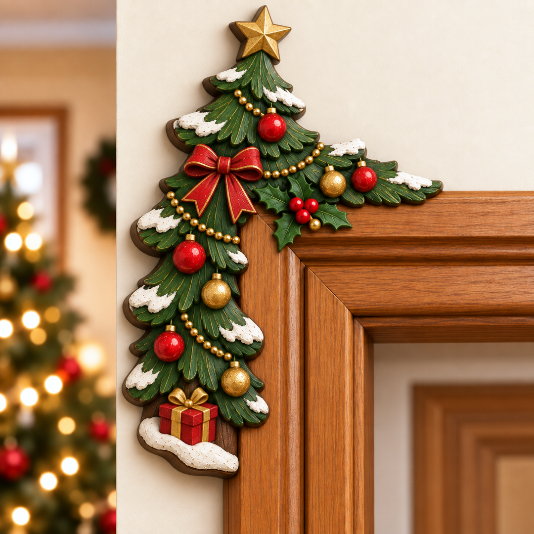 Christmas decorations for the corner of the door frame