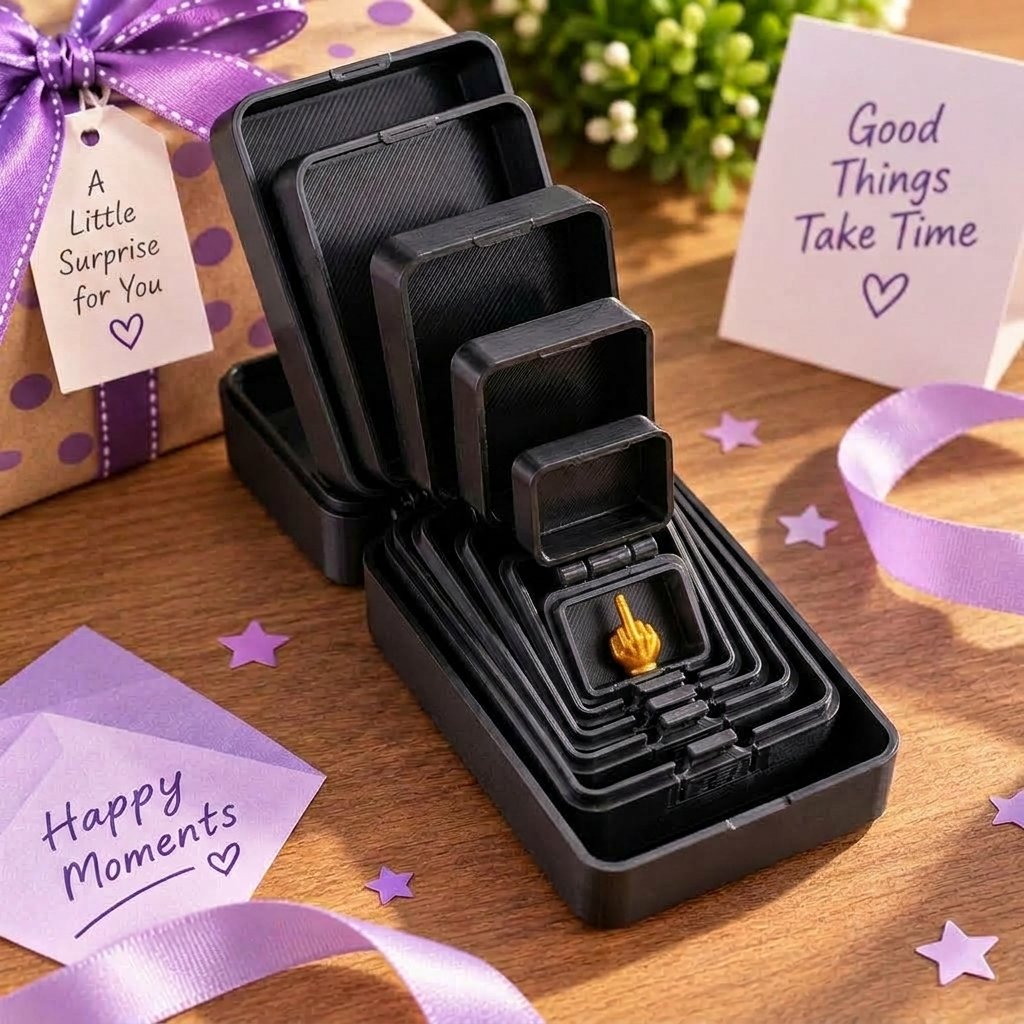 🎁 6-layer prank and surprise gift box | Choose your surprise: Middle finger, spider, or the number 67