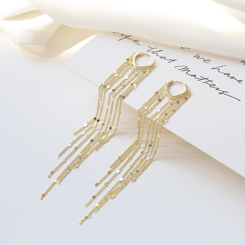 🔥Limited-time 50% discount✨14-carat gold-plated long drop earrings for women