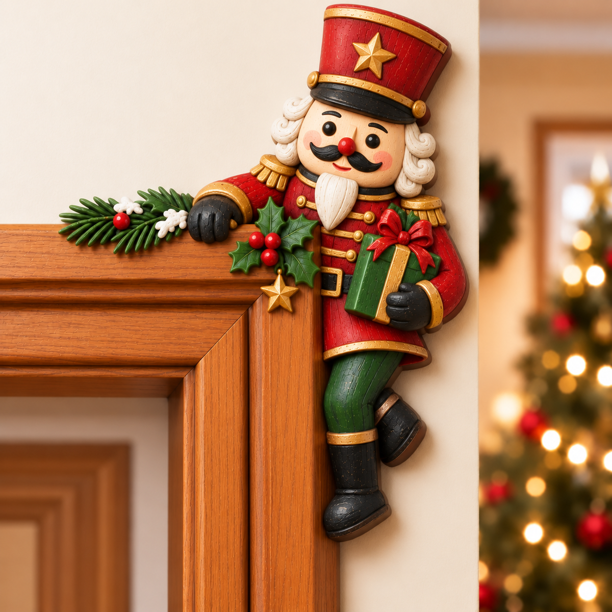 Christmas decorations for the corner of the door frame