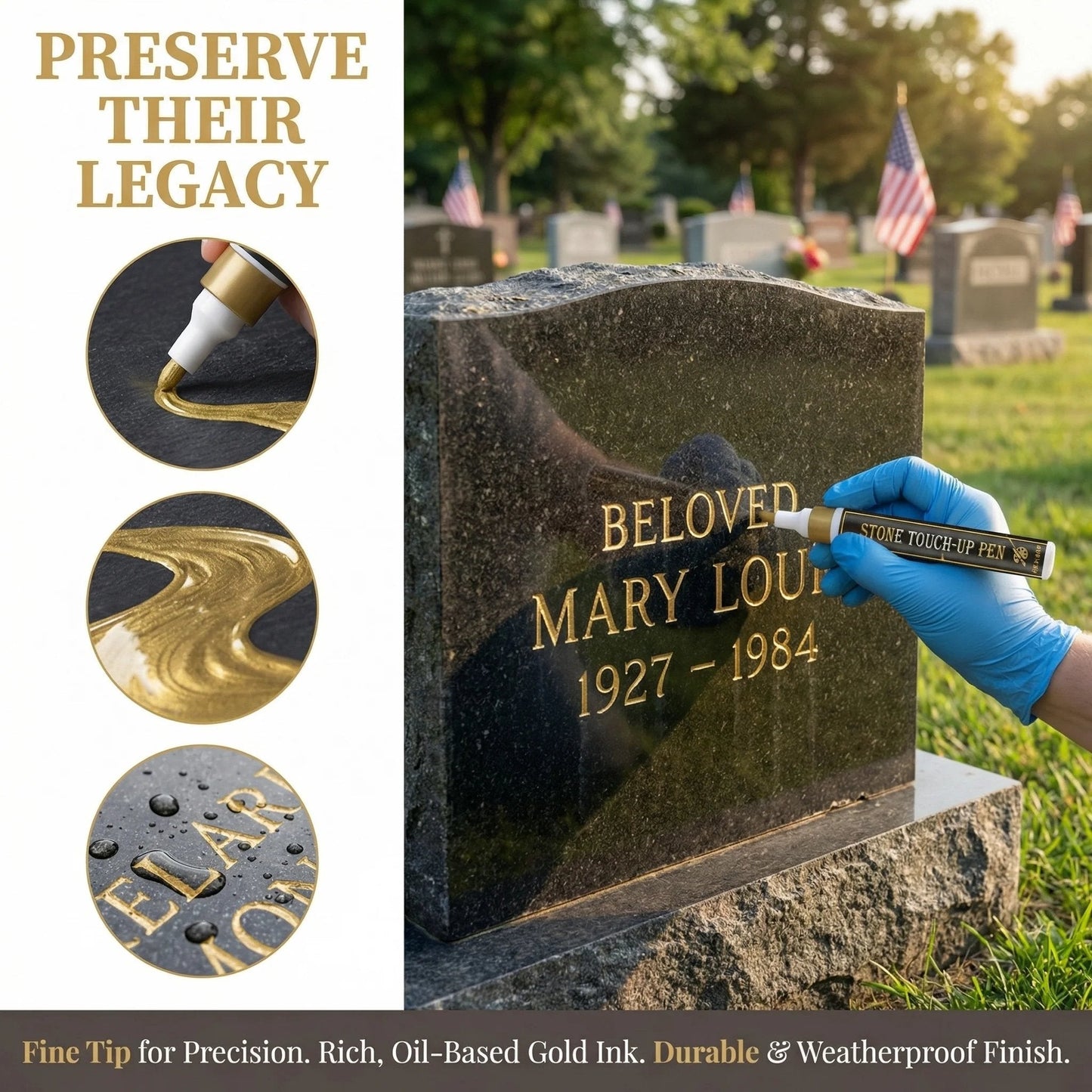 🐦Golden Tombstone Marker Pen for Restoring Faded Grave Inscriptions