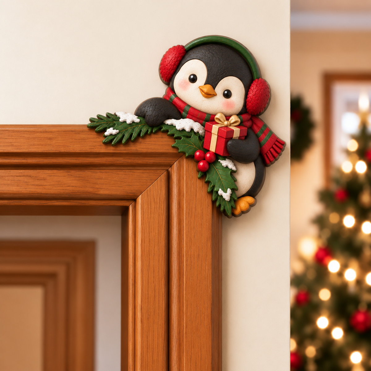 Christmas decorations for the corner of the door frame