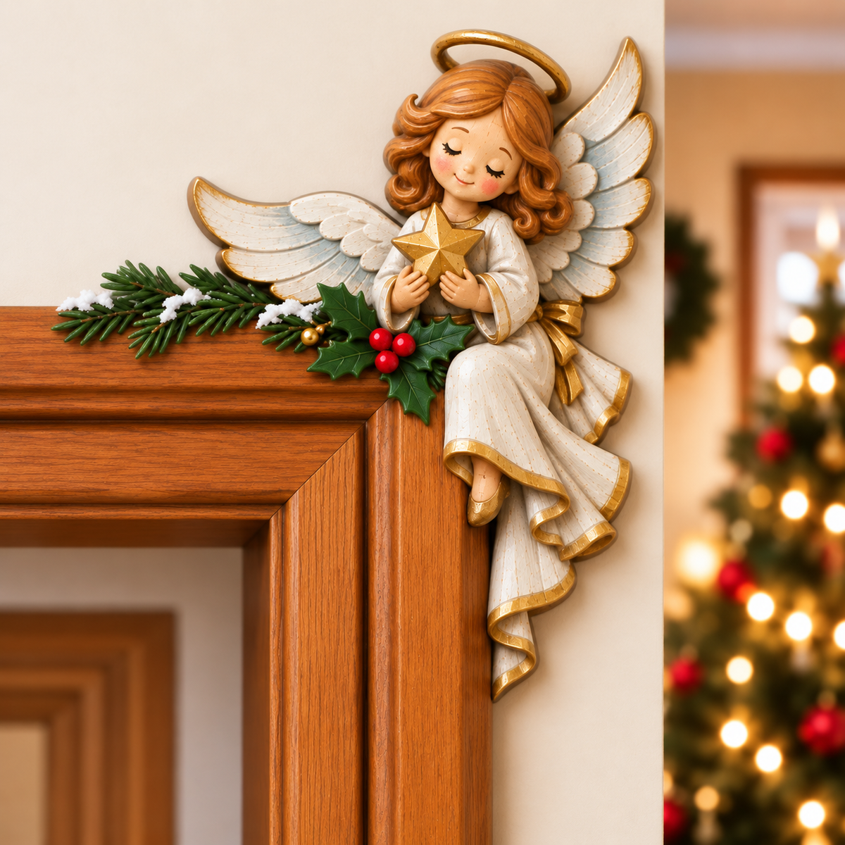 Christmas decorations for the corner of the door frame