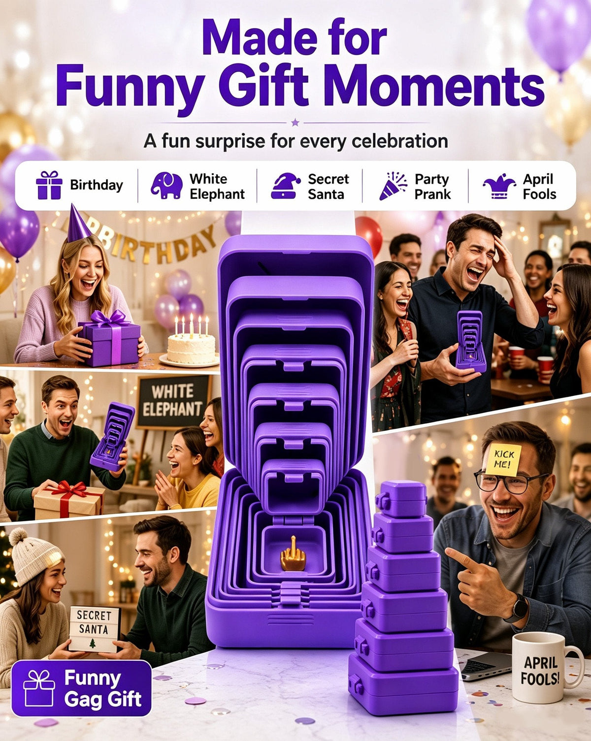🎁 6-layer prank and surprise gift box | Choose your surprise: Middle finger, spider, or the number 67