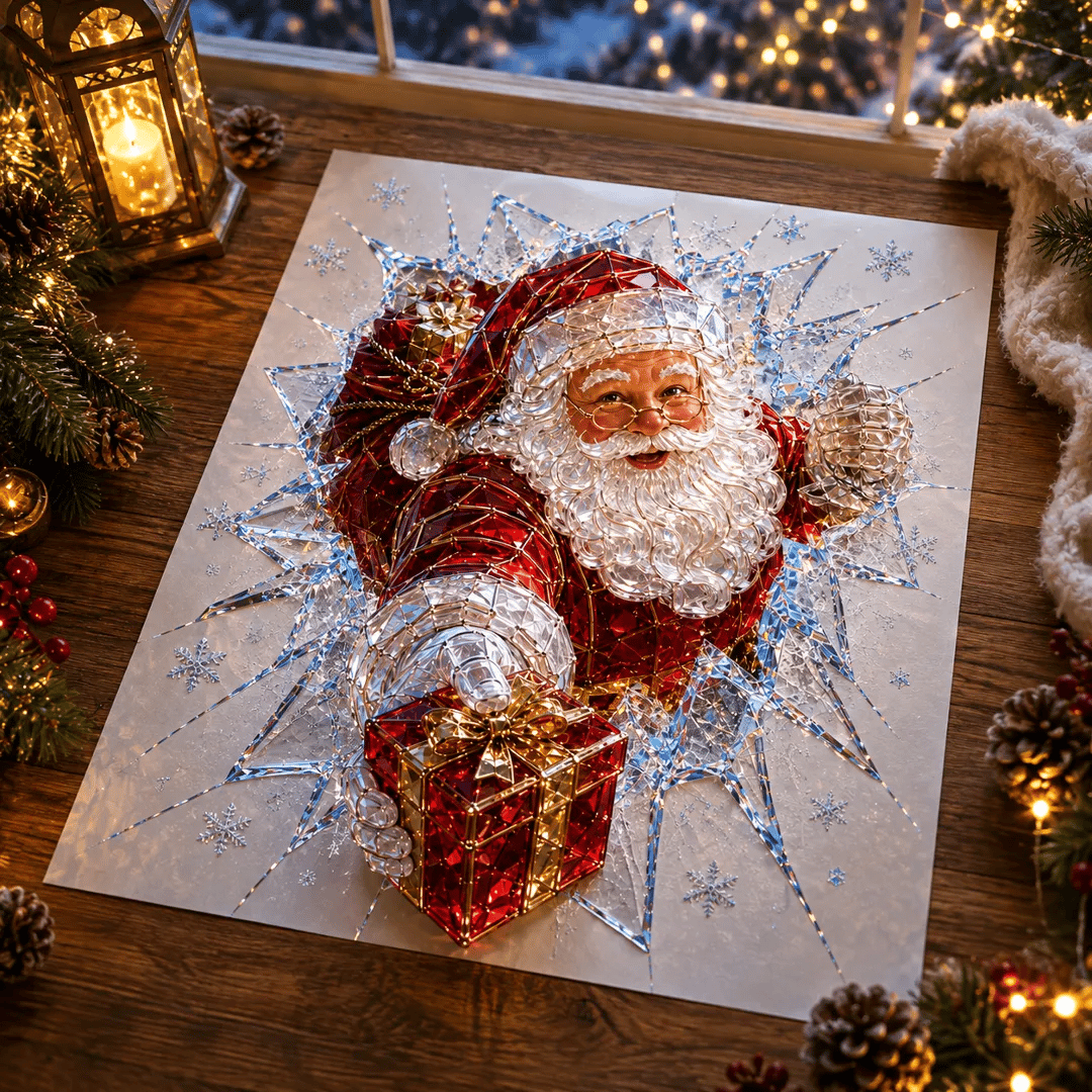 🔥HETEREA 49% OFF✨🎄Christmas sticker with a crystal design that looks like a broken window — 3D window decoration with shattered glass effect