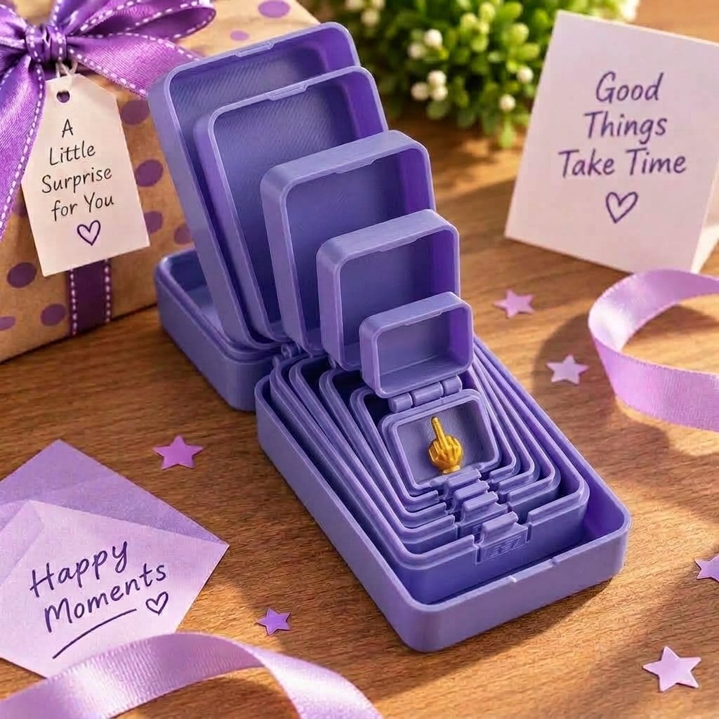 🎁 6-layer prank and surprise gift box | Choose your surprise: Middle finger, spider, or the number 67