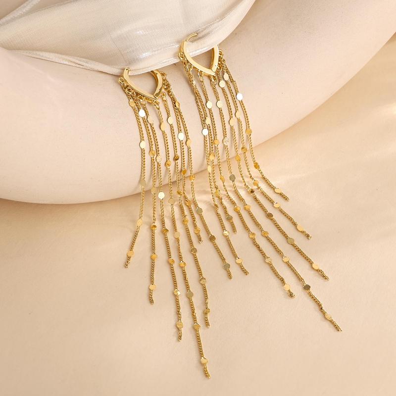 🔥Limited-time 50% discount✨14-carat gold-plated long drop earrings for women