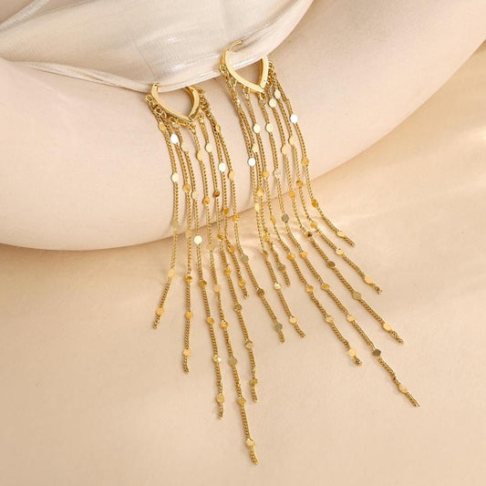🔥Limited-time 50% discount✨14-carat gold-plated long drop earrings for women