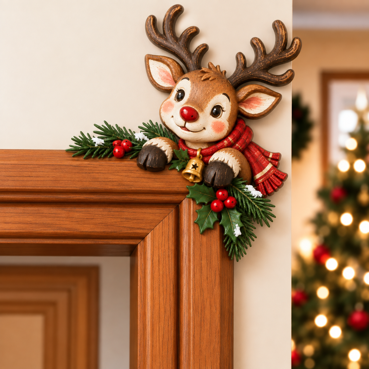 Christmas decorations for the corner of the door frame