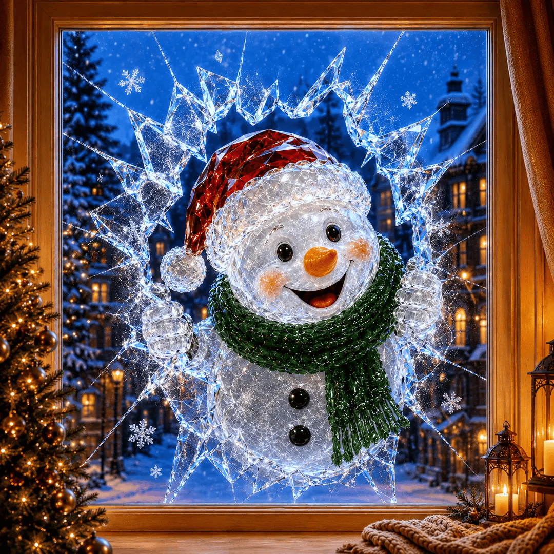 🔥HETEREA 49% OFF✨🎄Christmas sticker with a crystal design that looks like a broken window — 3D window decoration with shattered glass effect