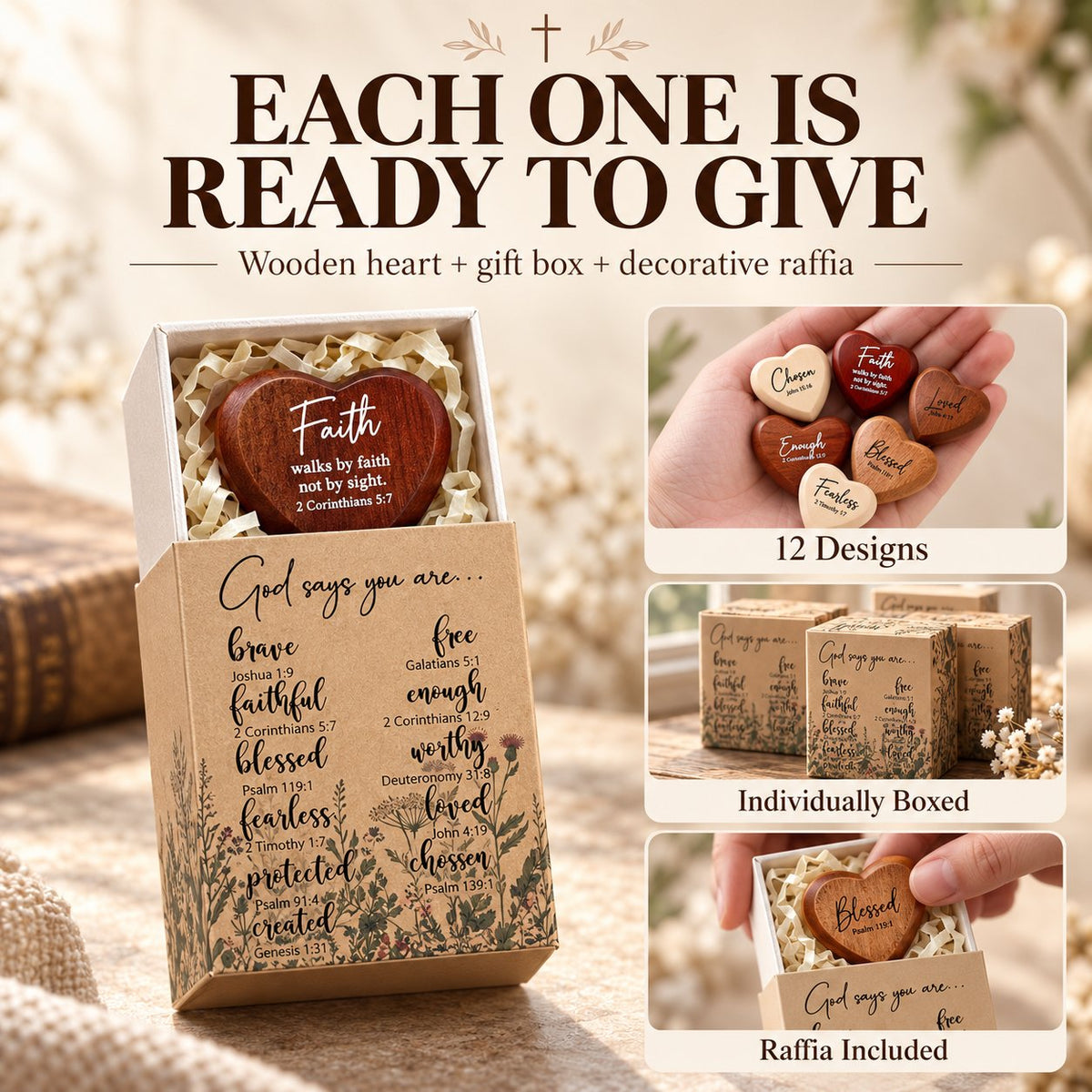 ✝️🎁Christian gift set with heart-shaped pocket cards(12-pakning)