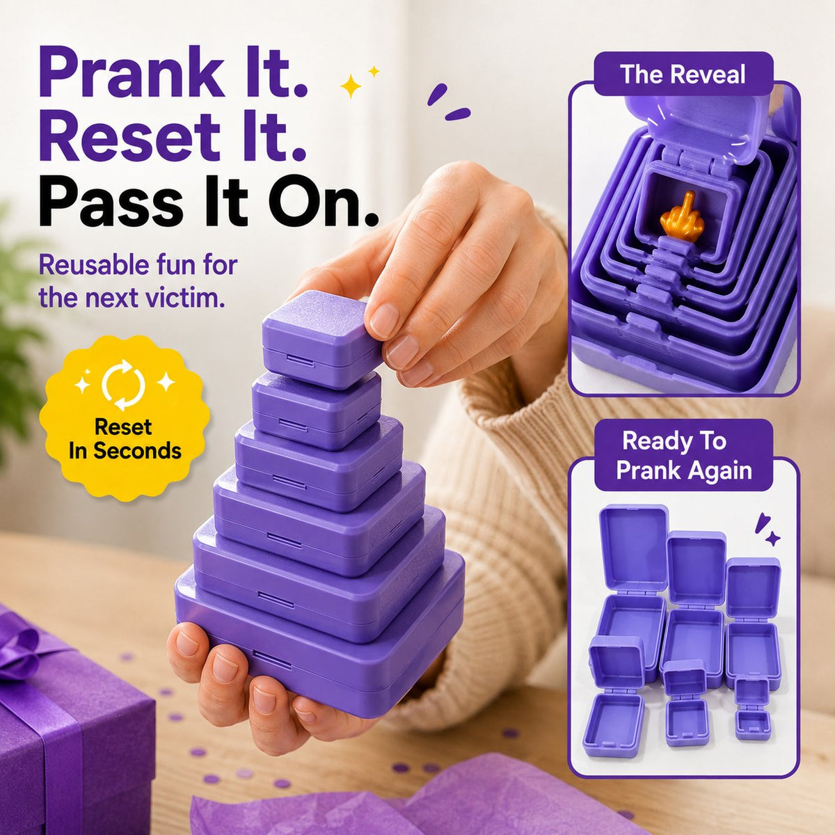 🎁 6-layer prank and surprise gift box | Choose your surprise: Middle finger, spider, or the number 67