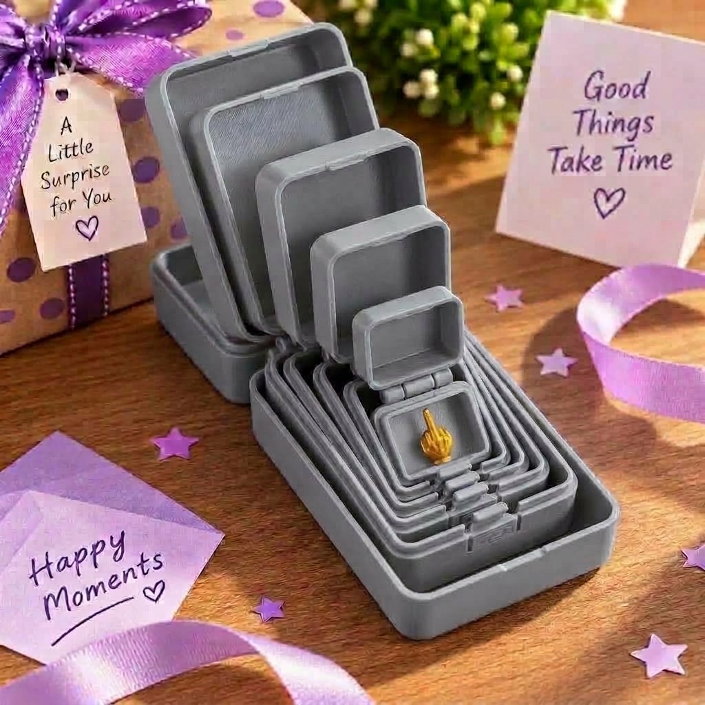 🎁 6-layer prank and surprise gift box | Choose your surprise: Middle finger, spider, or the number 67