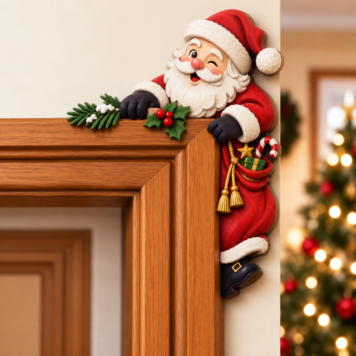 Christmas decorations for the corner of the door frame