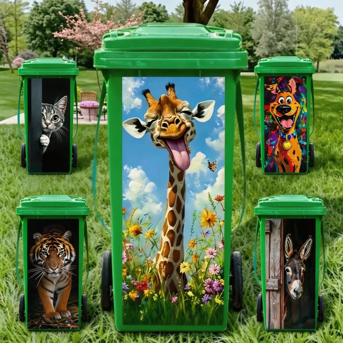 🦒🐯Creative bin sticker with colourful cartoon design✨