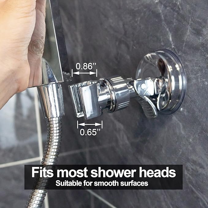 Adjustable Shower Head Holder - Removable Shower Head Holder with Suction Cup - No Drilling Shower Head Holder