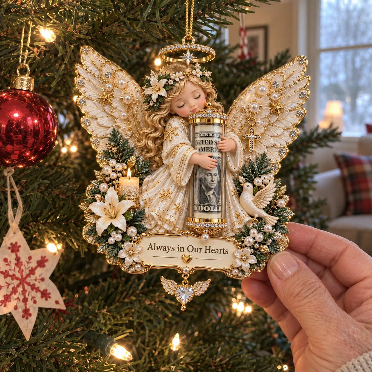 👼💵 3D Christmas decoration shaped like an angel, with a slot for cash ✨