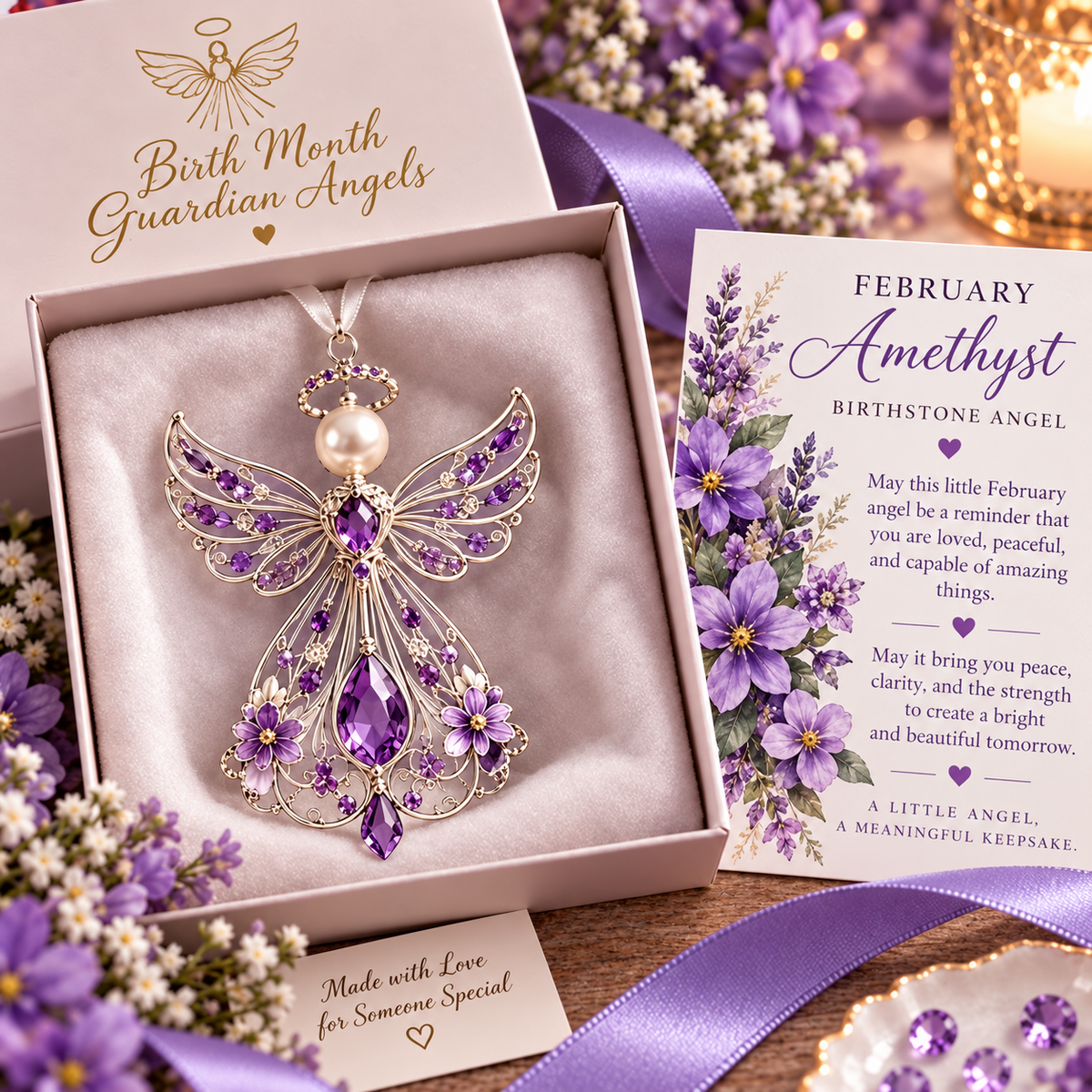 🕊️ Julepynt med fødselsmånedens skytsengel – Ikke bare en engel. Deres egen engel ✨💎