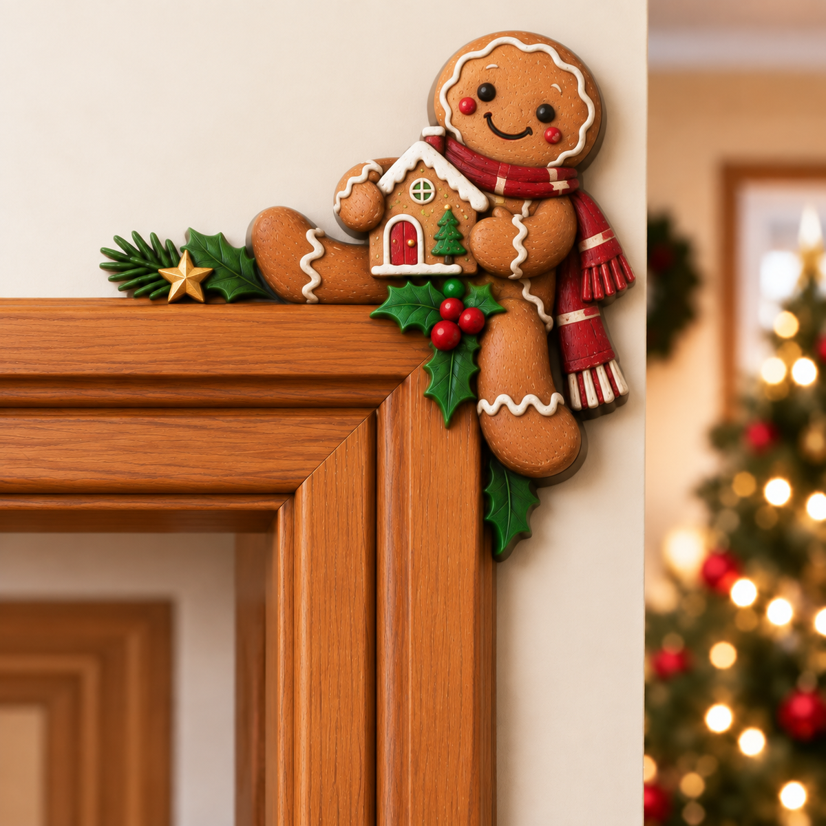 Christmas decorations for the corner of the door frame