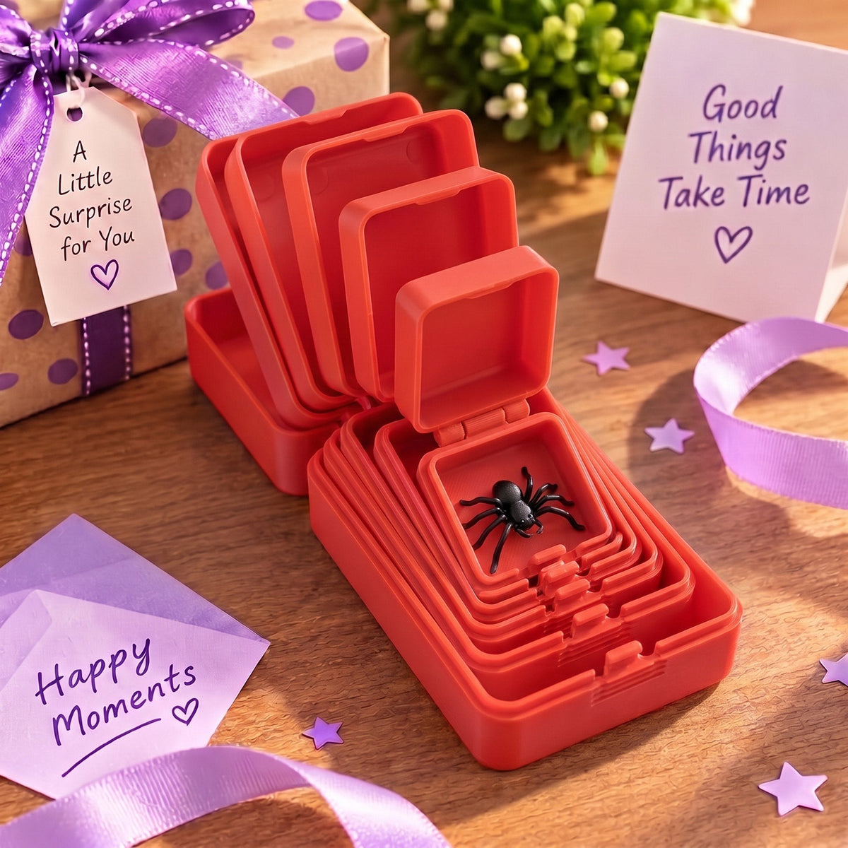 🎁 6-layer prank and surprise gift box | Choose your surprise: Middle finger, spider, or the number 67