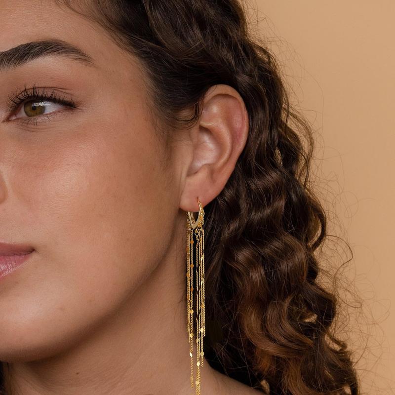 🔥Limited-time 50% discount✨14-carat gold-plated long drop earrings for women