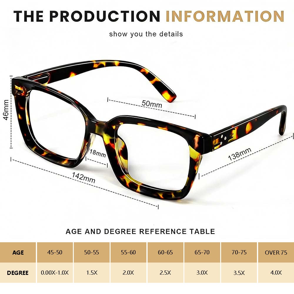 🔥Special offer – ✨👓Tortoiseshell reading glasses – Oversized, square glasses with blue light filter