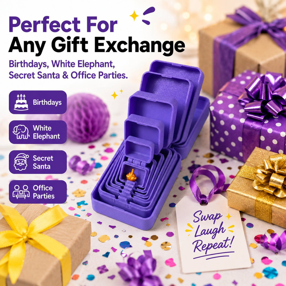 🎁 6-layer prank and surprise gift box | Choose your surprise: Middle finger, spider, or the number 67
