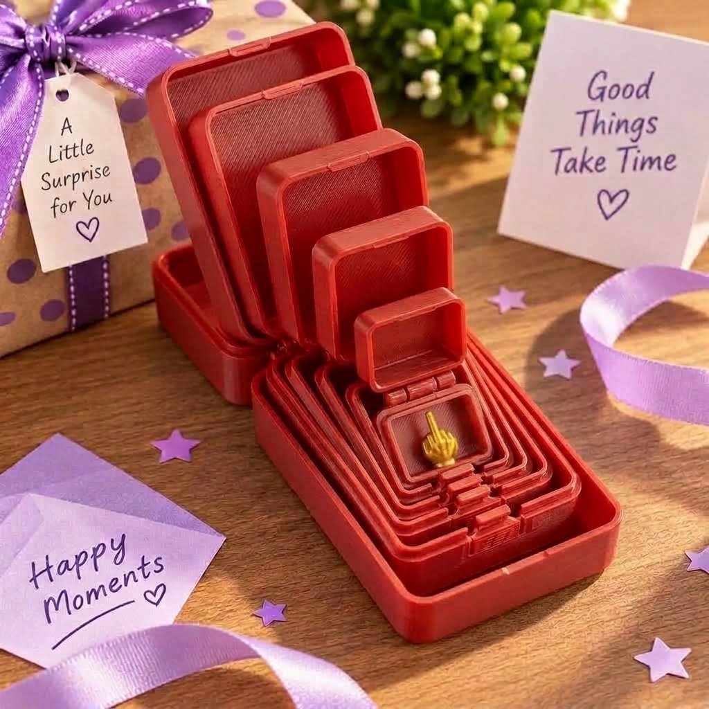 🎁 6-layer prank and surprise gift box | Choose your surprise: Middle finger, spider, or the number 67