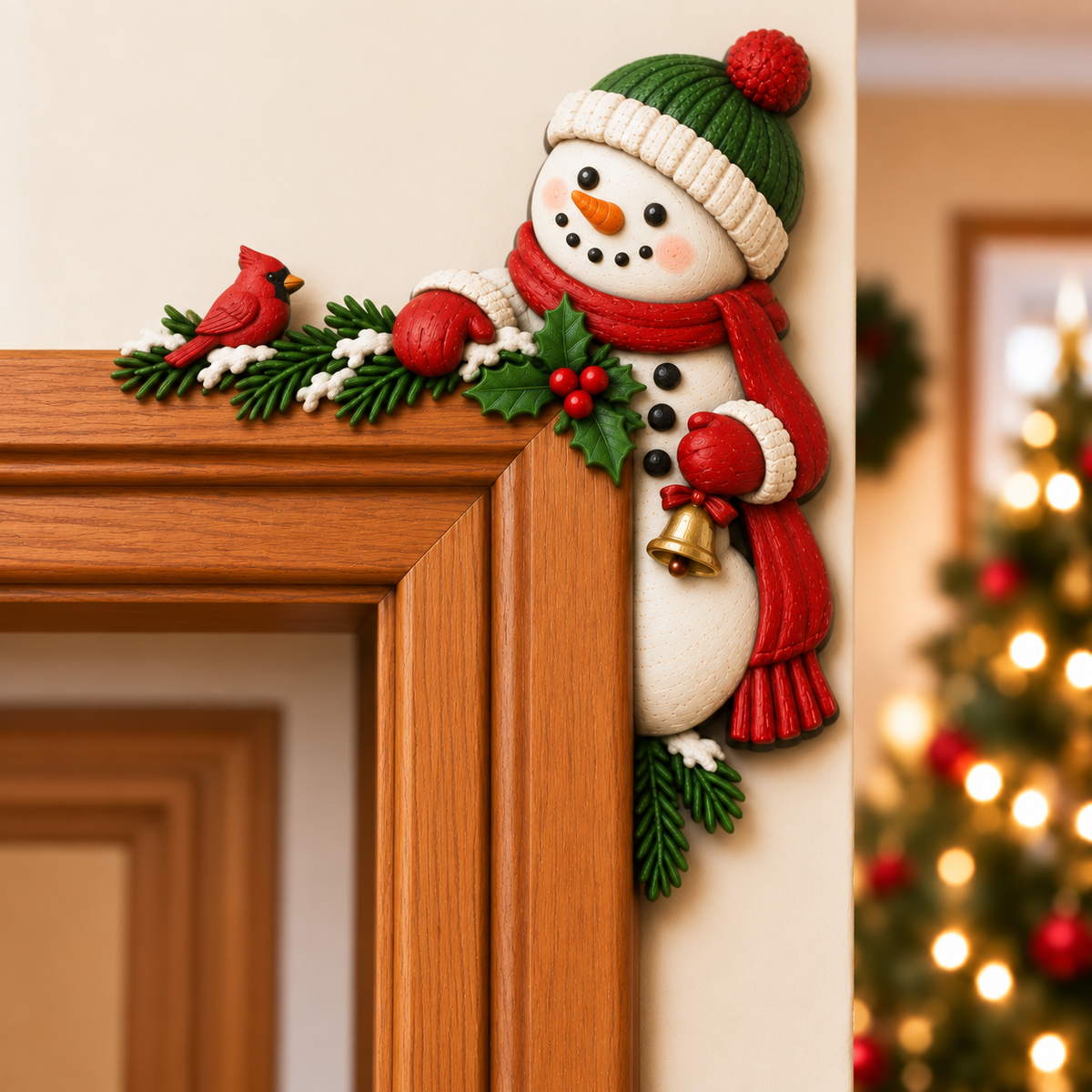 Christmas decorations for the corner of the door frame