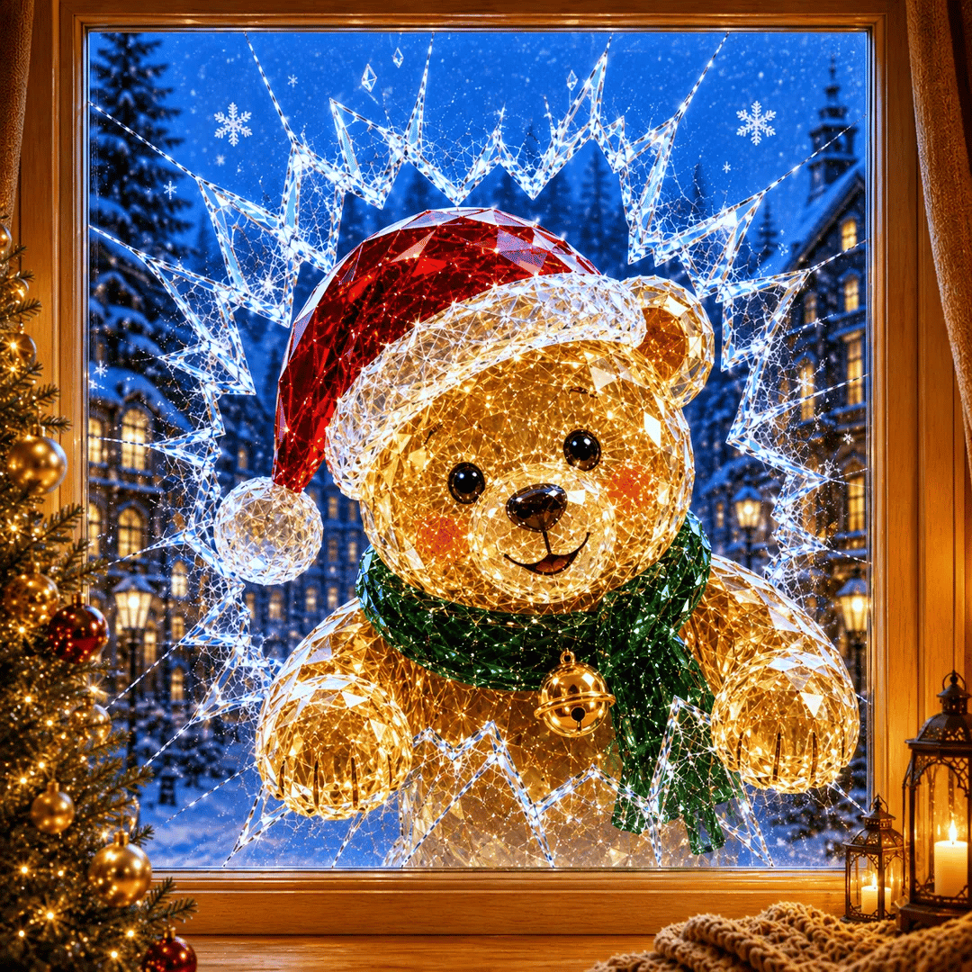 🔥HETEREA 49% OFF✨🎄Christmas sticker with a crystal design that looks like a broken window — 3D window decoration with shattered glass effect