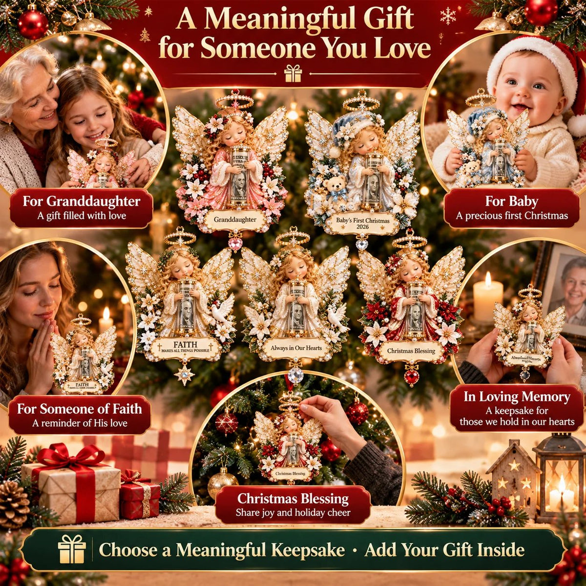 👼💵 3D Christmas decoration shaped like an angel, with a slot for cash ✨