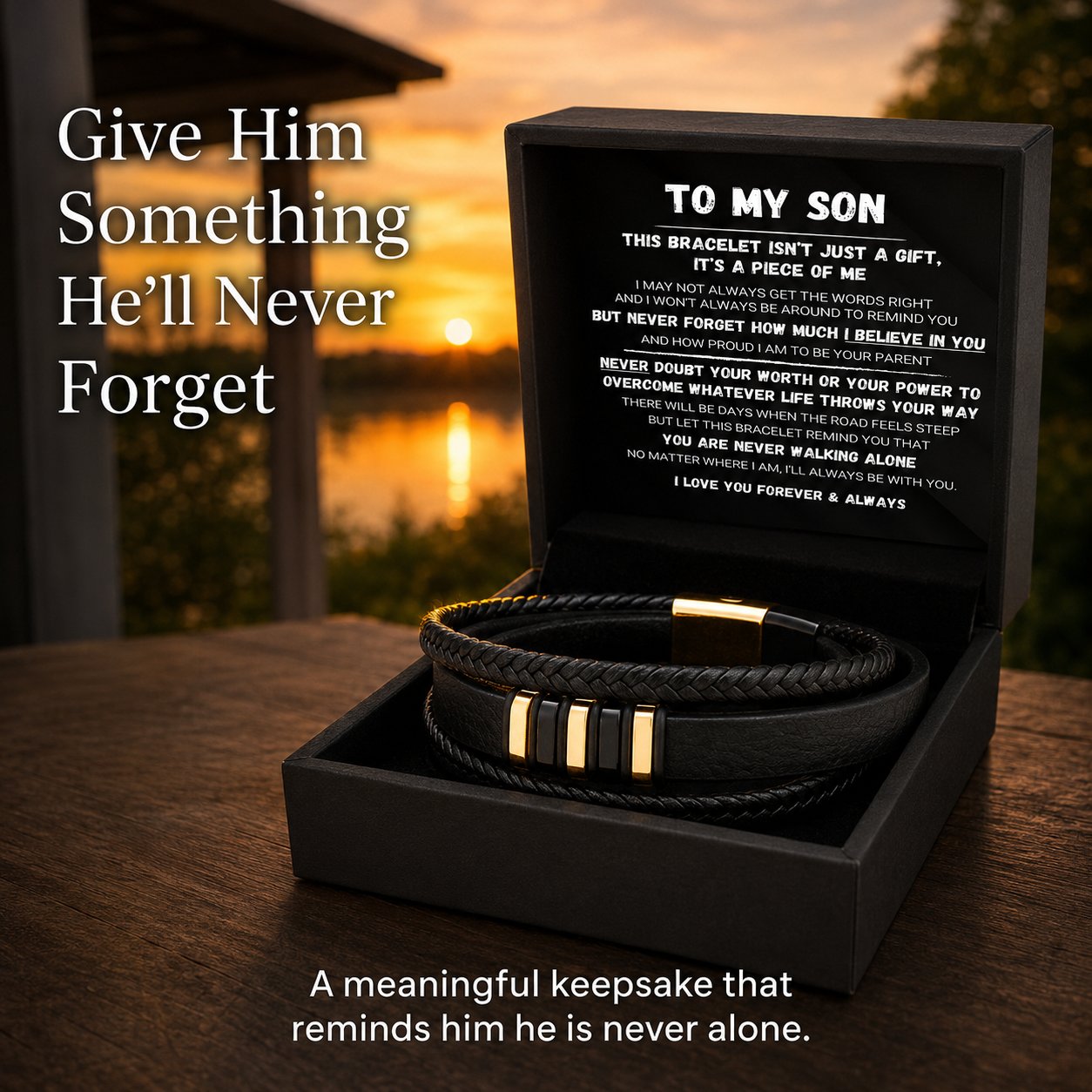 🖤To my son — A set of braided bracelets saying ‘Never walk alone’