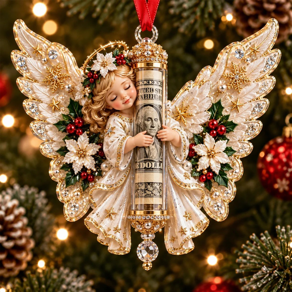 👼💵 3D Christmas decoration shaped like an angel, with a slot for cash ✨