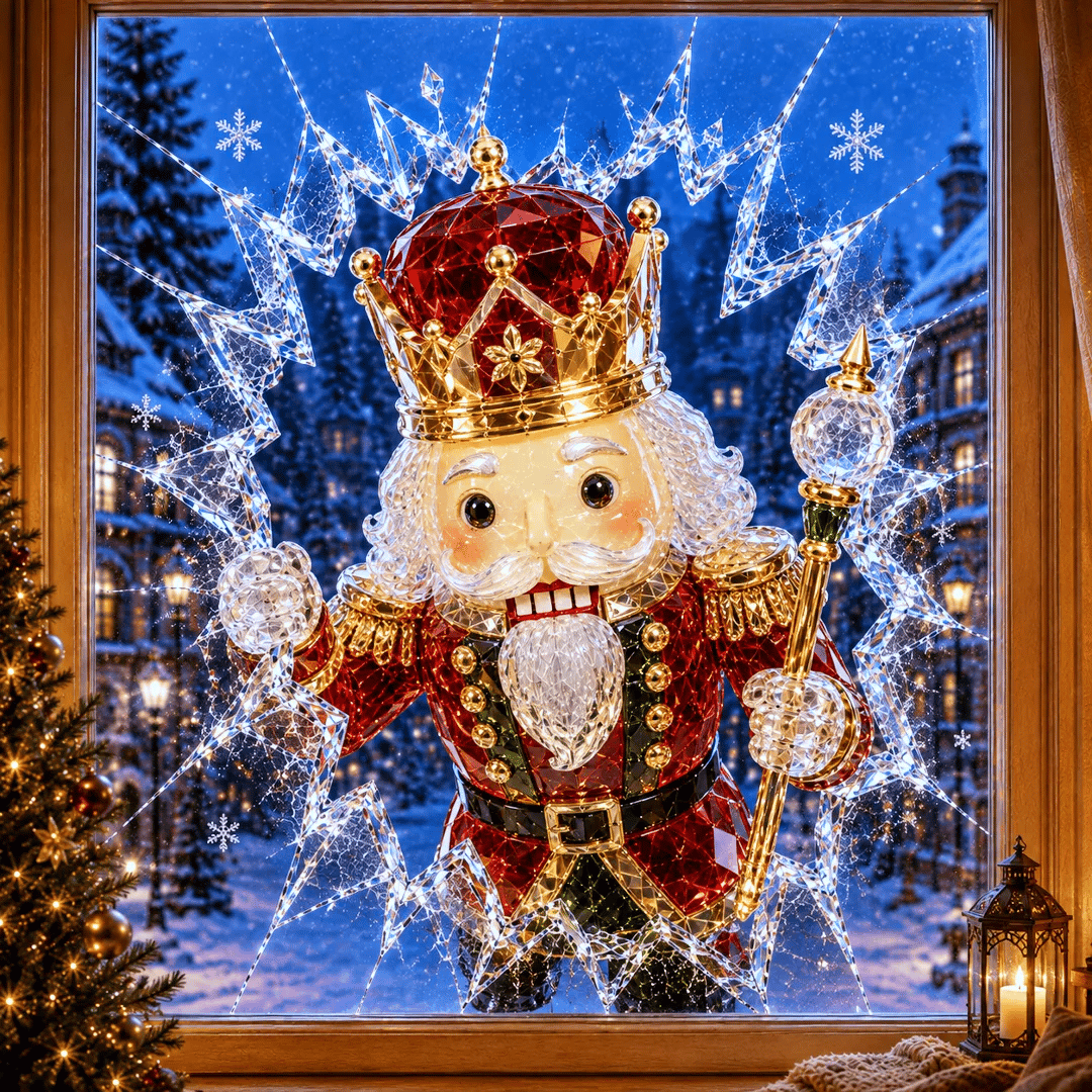 🔥HETEREA 49% OFF✨🎄Christmas sticker with a crystal design that looks like a broken window — 3D window decoration with shattered glass effect