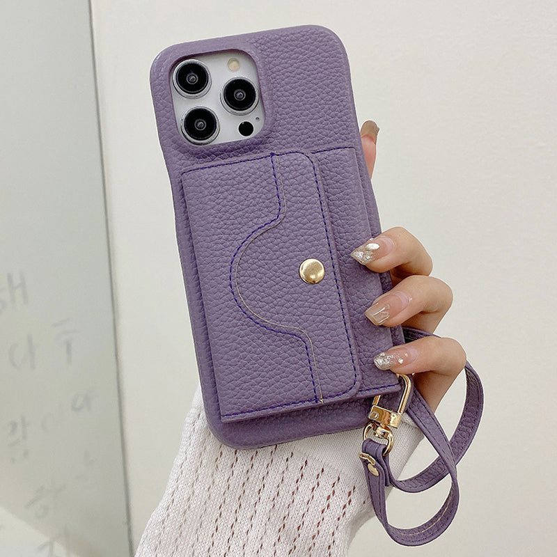 🔥Schützende pinkfarbene Handyhülle mit Spiegel und Handgelenkschlaufe