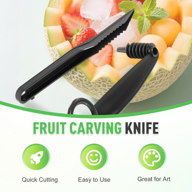 Spiral and V-shaped tool set for fruit decoration