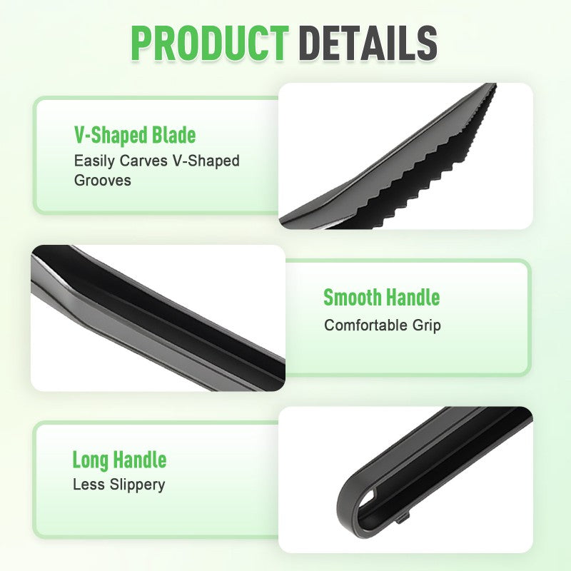 Spiral and V-shaped tool set for fruit decoration