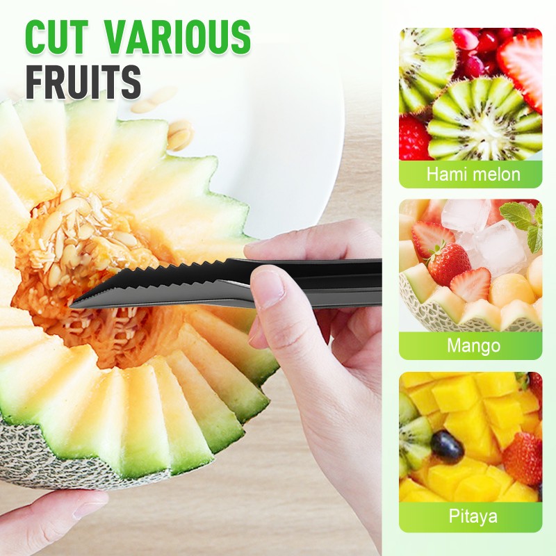 Spiral and V-shaped tool set for fruit decoration